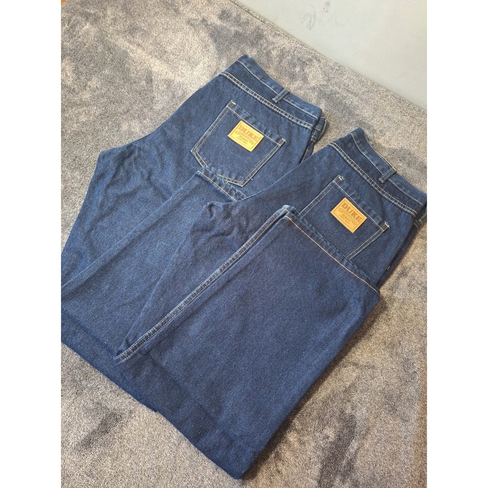 2 Pc Lot Duke Relaxed Fit‎ Jeans Mens 36M Blue Dark Wash Rugged Ranch Rodeo